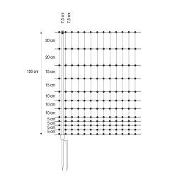 Siatka elektryczna dla drobiu, 50 m, 120 cm, podwójny szpic, zielona